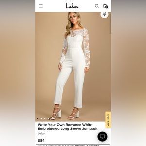 Write Your Own Romance White Embroidered Long Sleeve Jumpsuit